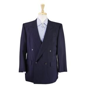 Chester Barrie Navy Blue Wool Mohair Double Breasted Blazer Jacket 40S
